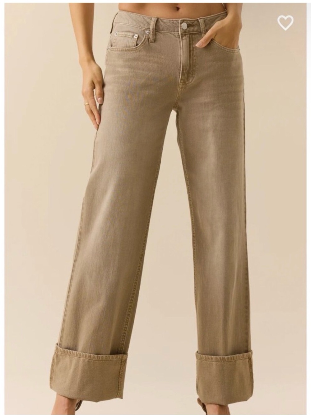 Altard State-Wide Leg Cuffed Jeans in Taupe